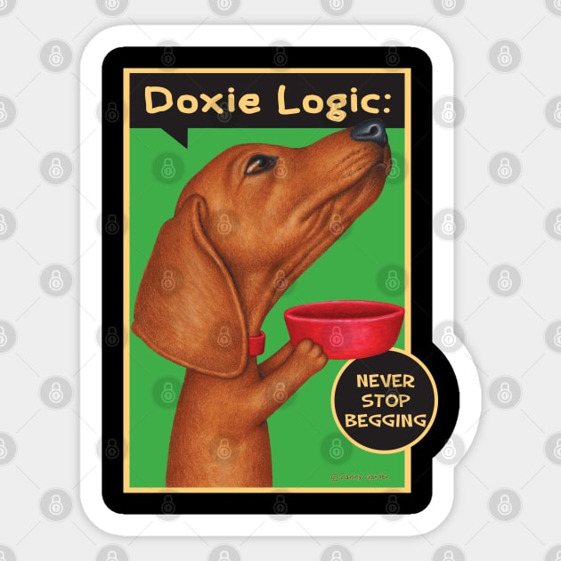 Classic pose for Doxie Dog on Dachshund Begging for Food tee Sticker by Danny Gordon Art